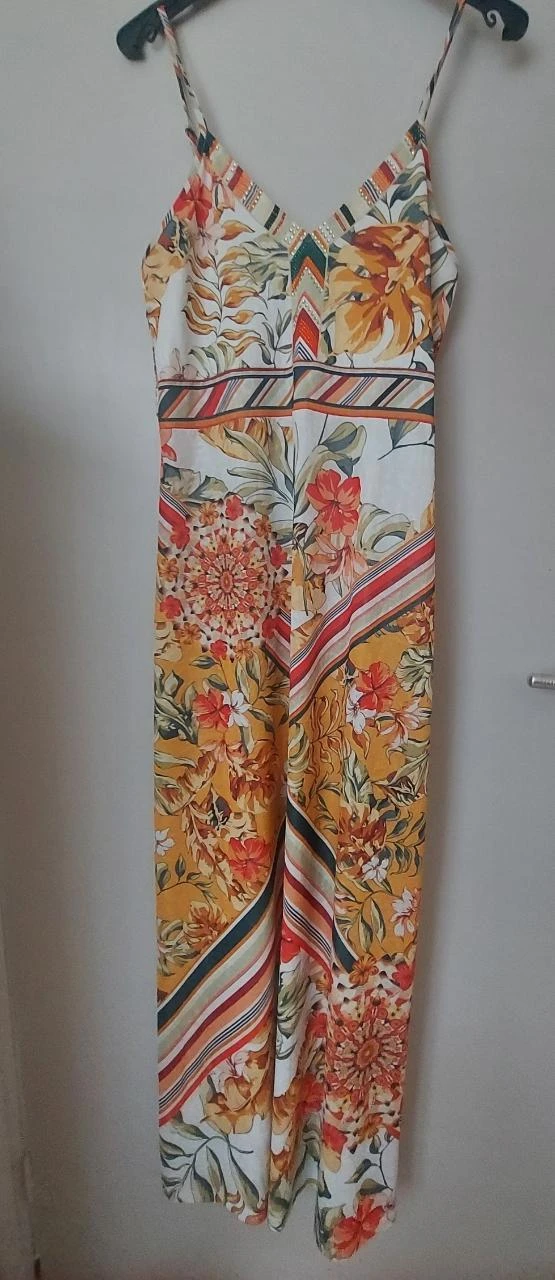 Zomerse jurk met bloemenprint en pailletten, maat L/XL